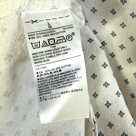 Banana Republic Factory Linen Blend Slim Fit Geometric Button Up Shirt Mens L - Picture 7 of 7